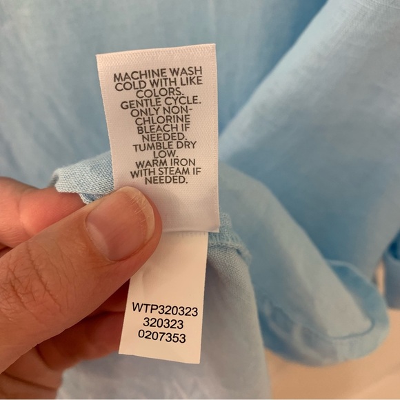 J Jill Pure Jill Linen Popover Top Light Blue Sea Lightweight Size Large Tall - Picture 10 of 13